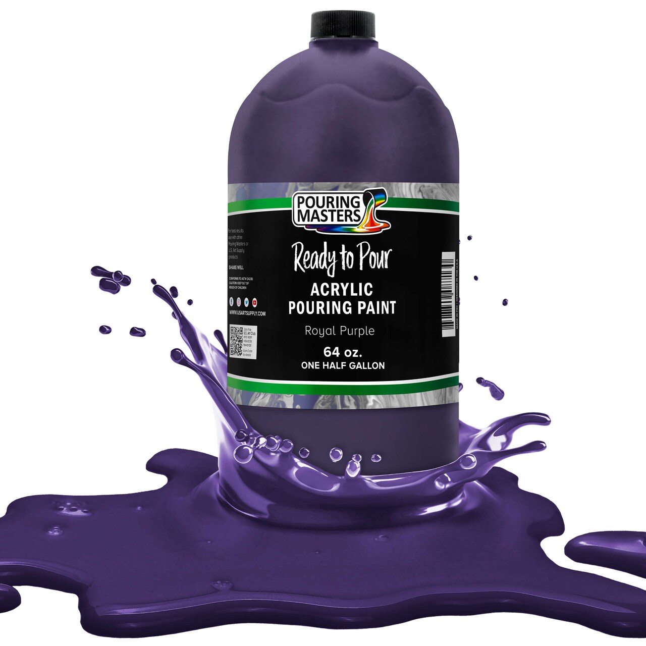 Pouring Masters Royal Purple Ready to Pour Acrylic Pouring Paint - Premium 64-Ounce Pre-Mixed Fluid Acrylic Paint - Fluid Art Supplies for Canvas, Wood, Paper, Tile & Rocks